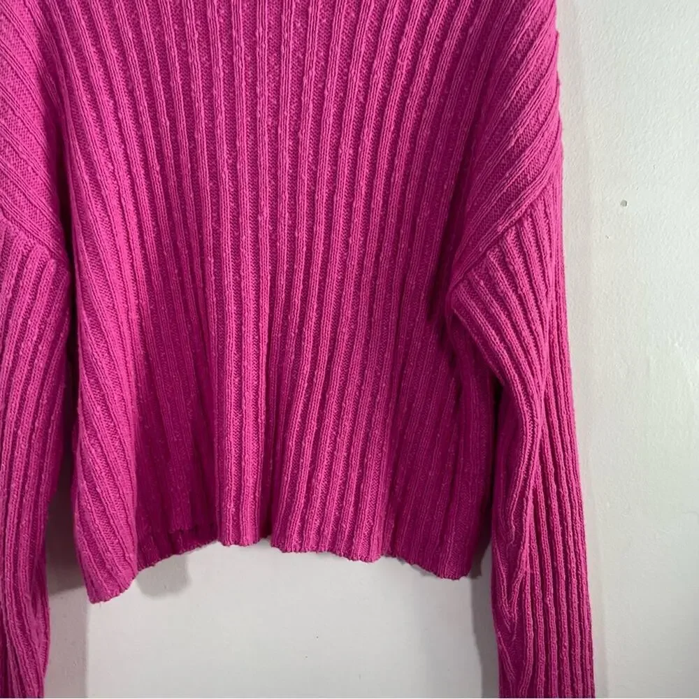 American Eagle Berry Pink Nubby Knit Button Front Sweater Cardigan Medium